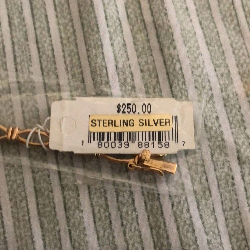 This Silver Gold plated Bracelet with diamond and sapphire accents is Beautiful. - Picture 7 of 12